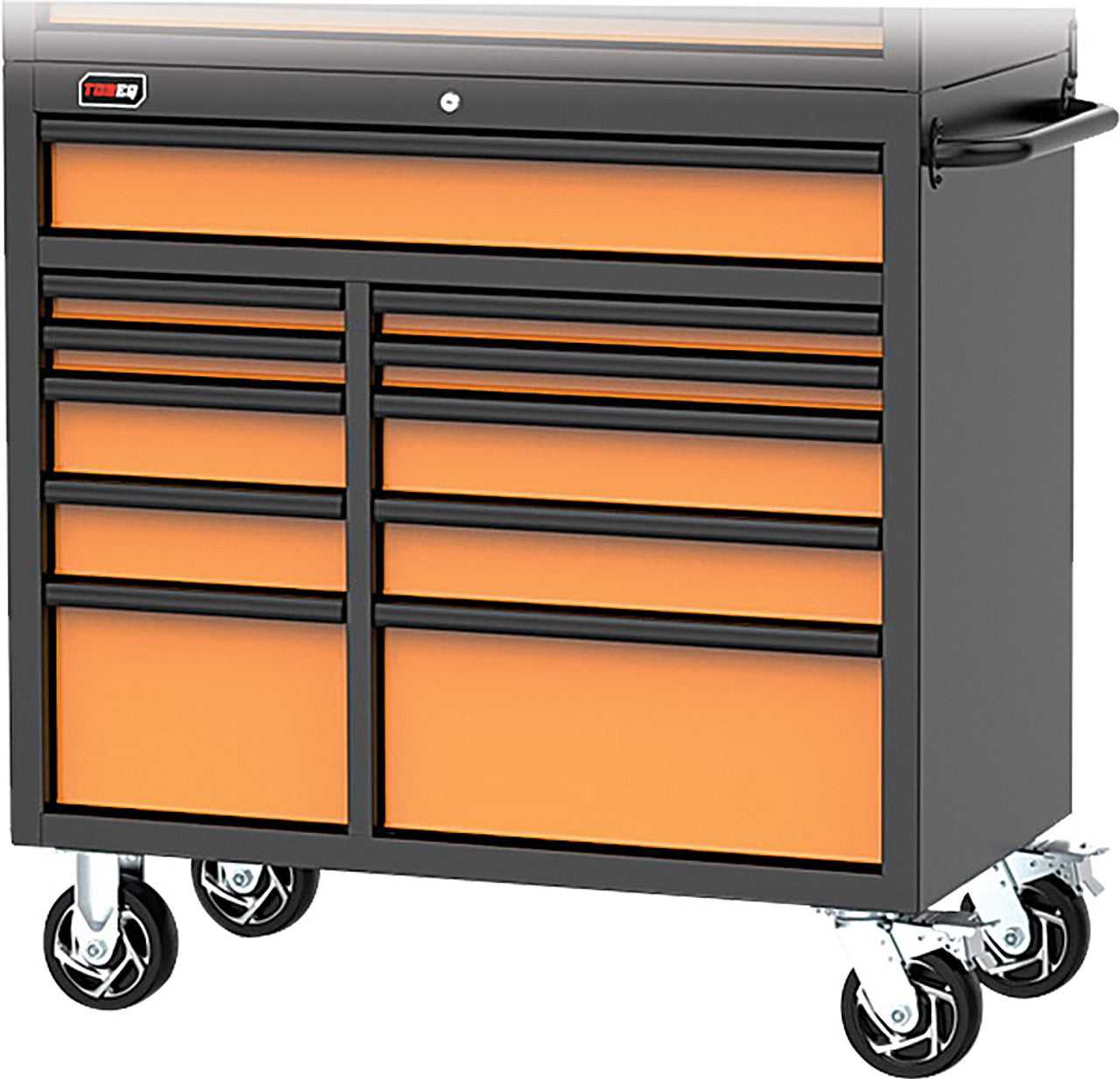 Tobeq, Tobeq RCBT411121ORBK 41" HD Series 11-Drawer Rolling Cabinet (Orange/Black)