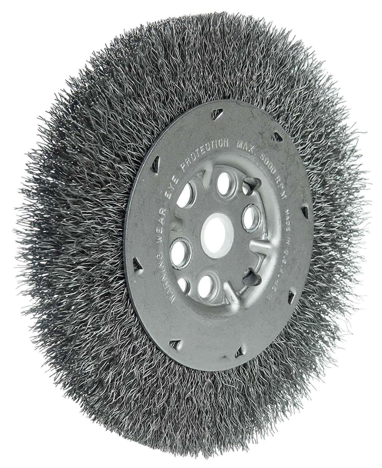 Weiler, Weiler 01505 6" Maximum Density Crimped Wire Wheel.014" Steel Fill. 5/8"-1/2" Arbor Hole