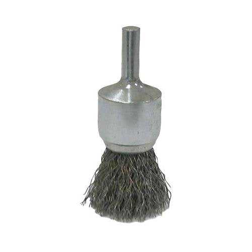 Weiler, Weiler Carbon Steel Cup Brush - Shank Attachment - 1 in Dia - 0.014 in Bristle Dia & 22000 Max RPM - 36248